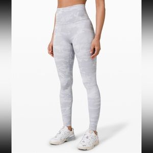 Lululemon Wunder Under High Rise 28inch Leggings Icognito White Camo Size 4